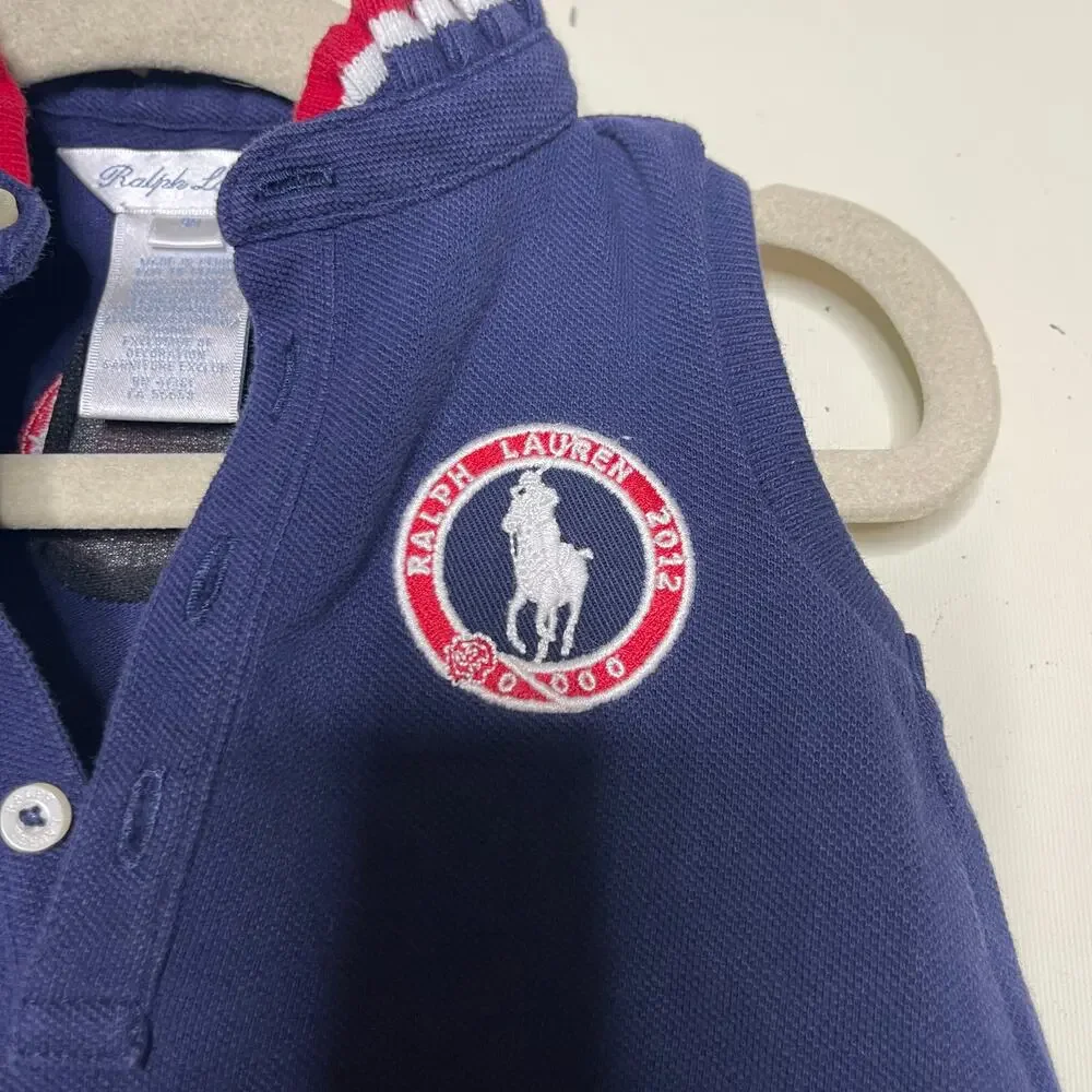 Ralph Lauren Olympic Team Navy Ruffle bodysuit sz 9M